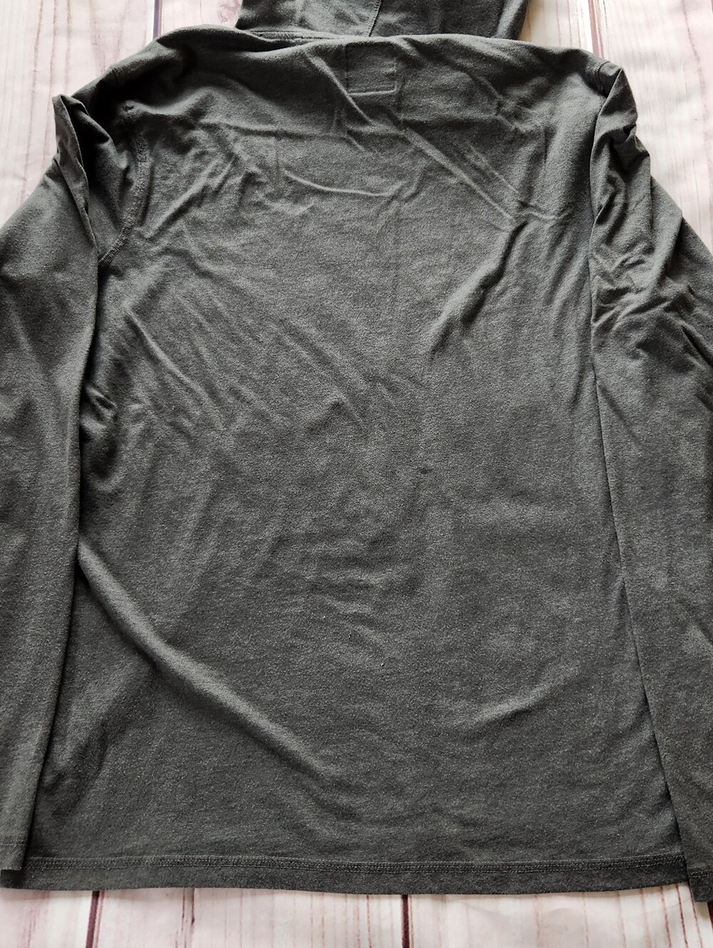 Prana Long Sleeve Shirt Hoodie Heather Charcoal Grey | Men's Size L - Picture 8 of 9
